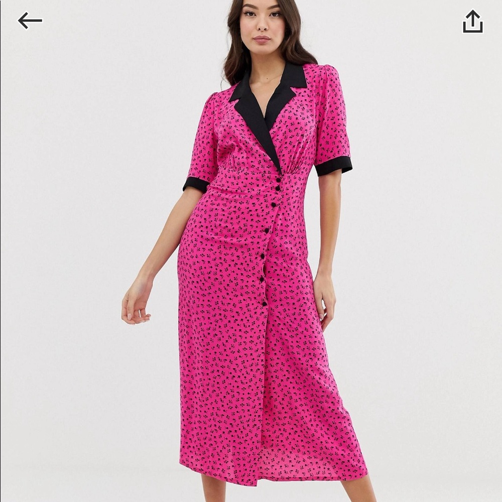 NWOT Asos collared wrap floral midi dress
